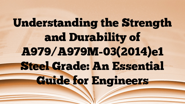 Understanding the Strength and Durability of A979/A979M-03(2014)e1 Steel Grade: An Essential Guide for Engineers